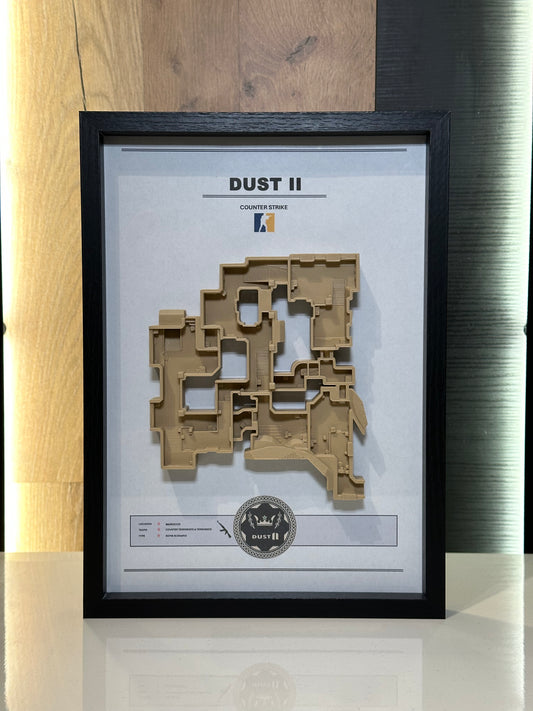 Dust 2 – Trójwymiarowa mapa Counter‑Strike w ramie Czarny - DropMarket