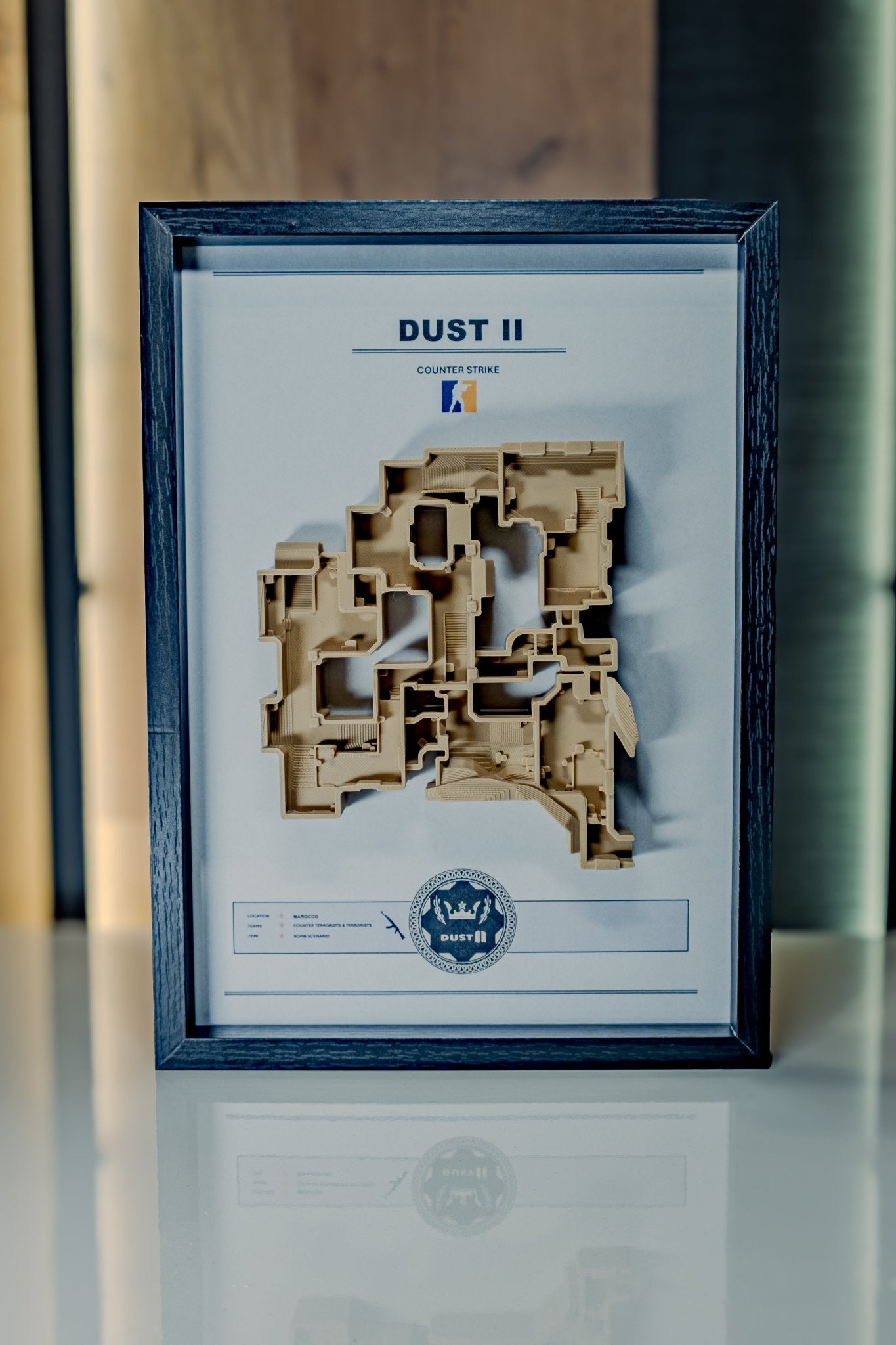 Dust 2 – Trójwymiarowa mapa Counter‑Strike w ramie Czarny - DropMarket