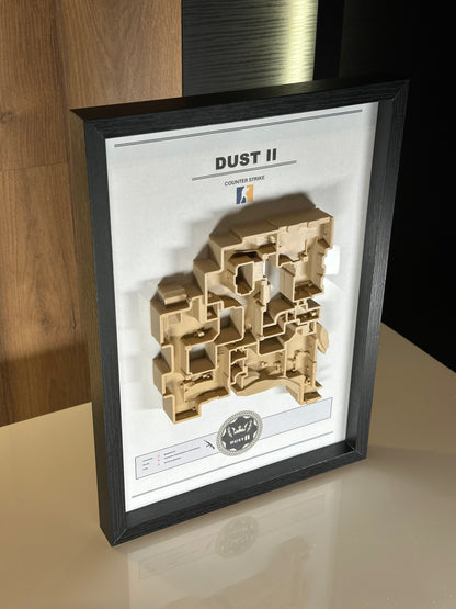 Dust 2 – Trójwymiarowa mapa Counter‑Strike w ramie Czarny - DropMarket